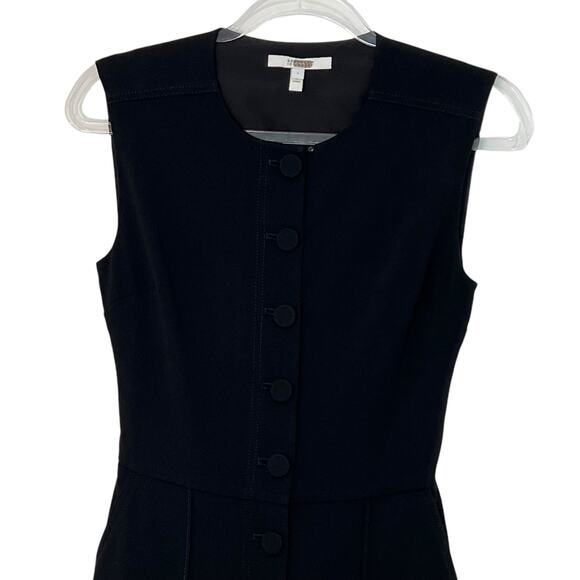 Derek Lam 10 Crosby Size 2 Button Front Cropped Jumpsuit Black Crepe Wide Leg - Picture 4 of 16